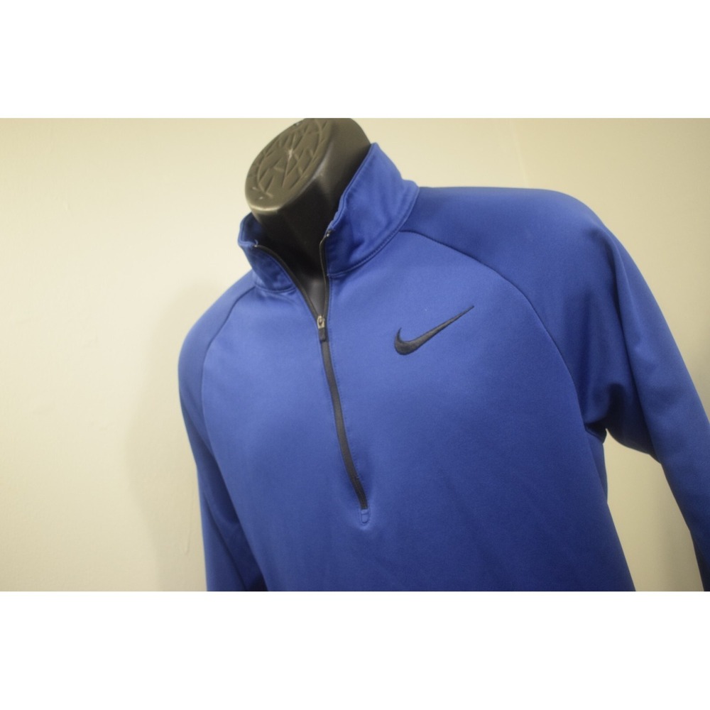 Nike Fleece 1/4 Zip Jacket Blue Dri Fit Performance Long Sleeve Mens Medium
